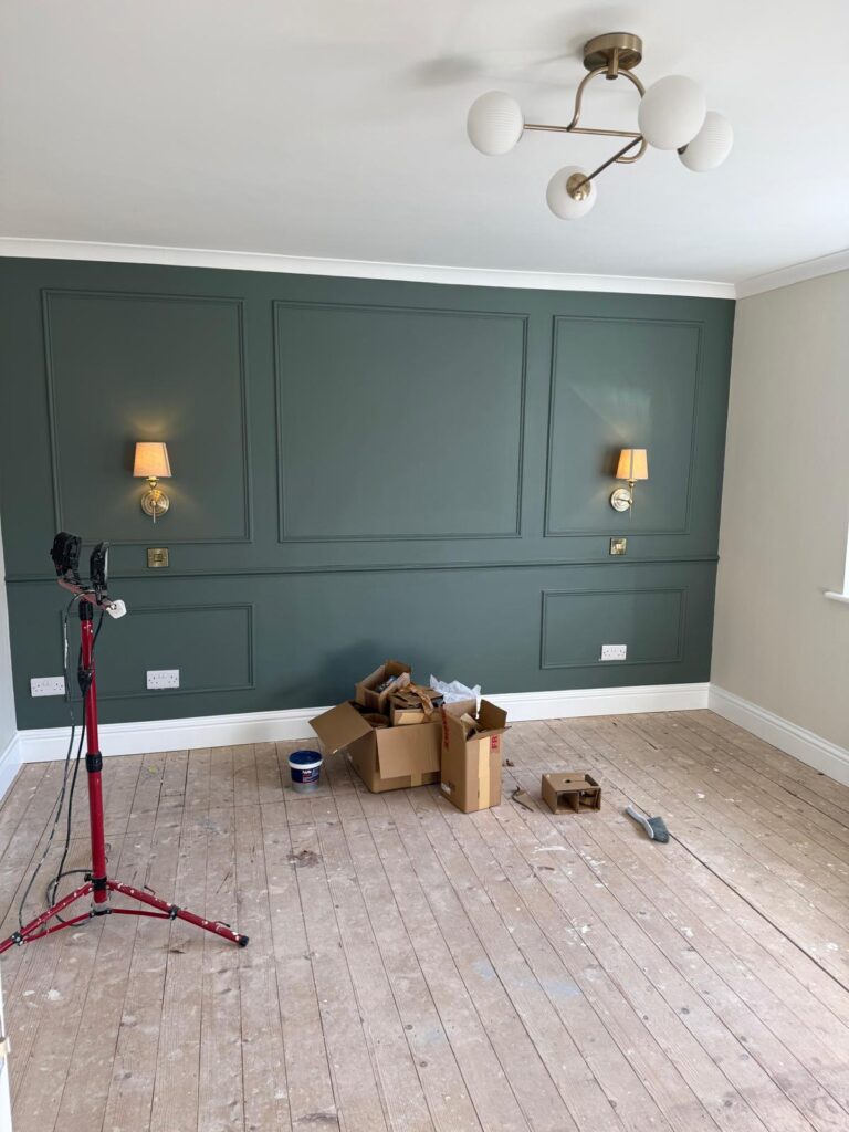 finishing touches to house rewire in Bramhope, Leeds